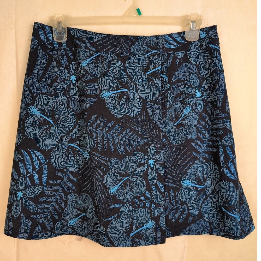 Rip Skirt Hawaii blue floral wrap skirt Size Large Tropical Vacation Beachy